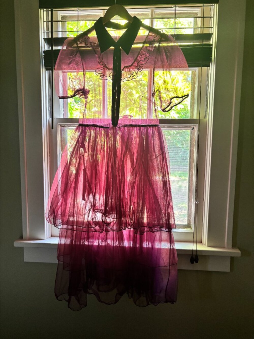 Disturbia Sheer Frill Yoke Gown - Purple - Picture 2 of 3